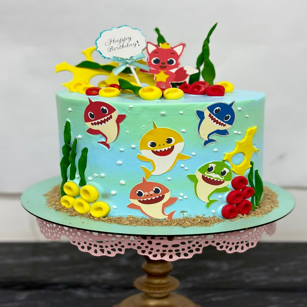 Baby Shark Laughing Theme Cake