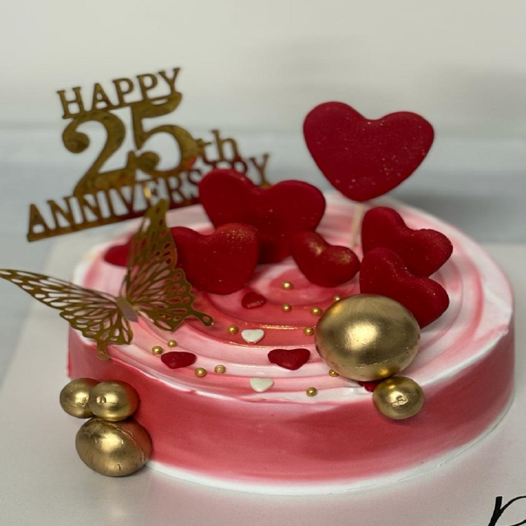 Heart Theme Anniversary Cake